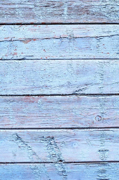 开裂风化的蓝色破旧别致的彩绘木板纹理 前视图 — 图库照片