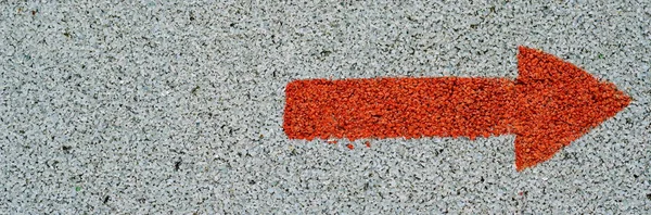 Red Pointing Arrow Gray Granite Wall — Stock Photo, Image