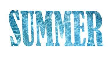 Yüzme havuzu su nside harfleri ile Word yaz, ifadeler mavi renk