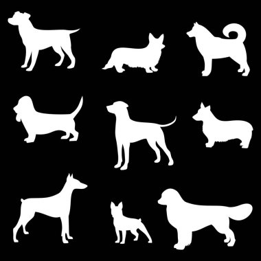 Köpek simgesi, farklı hayvan türleri, vektör illüstrasyonu