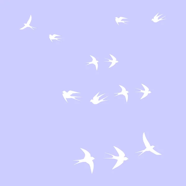 Птахи Літають Синьому Фоні Векторні Ілюстрації — стоковий вектор