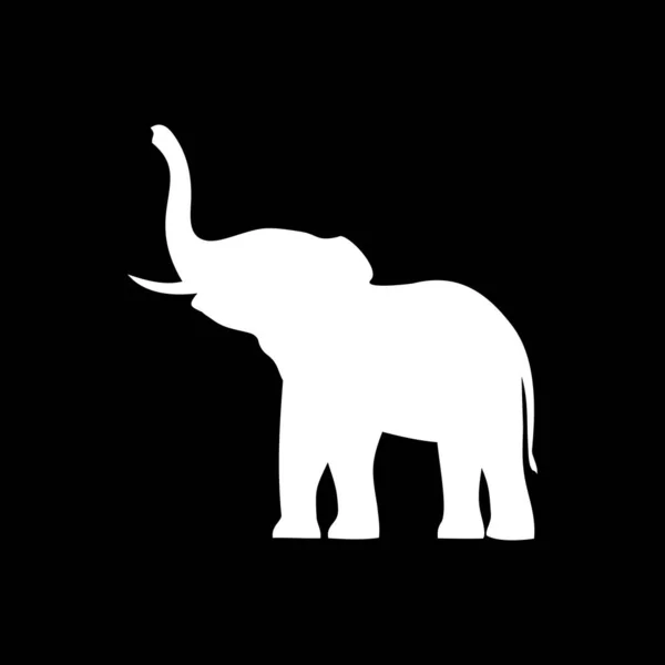 Elefante Bianco Sfondo Nero Illustrazione Vettoriale — Vettoriale Stock