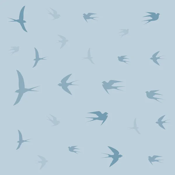 Uccelli Che Volano Tra Nuvole Icone Degli Uccelli Illustrazione Vettoriale — Vettoriale Stock