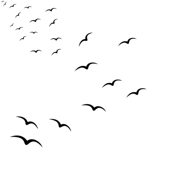 Oiseaux Volant Troupeaux Vers Sud Illustration Vectorielle — Image vectorielle