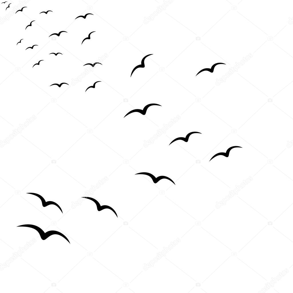 Birds flying in flocks to the South,vector illustration