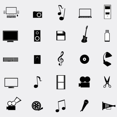 Gri arkaplanda siyah evrensel ağ simgeleri, vektör illüstrasyonu