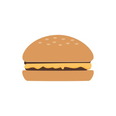 Burger ikonu, lezzetli yemekler, vektör illüstrasyonu.