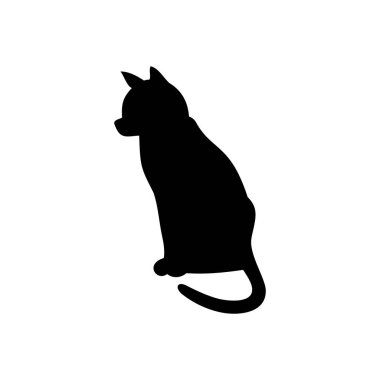 Beyaz arkaplanda kedi simgesi, vektör illüstrasyonu