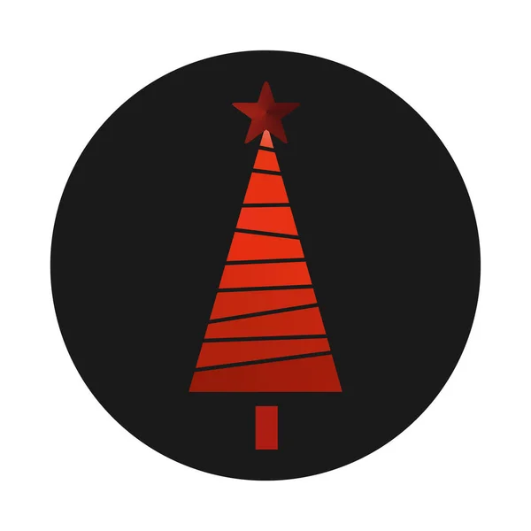 Tarjeta Navidad Icono Del Árbol Navidad Rojo Vector Ilustración — Archivo Imágenes Vectoriales