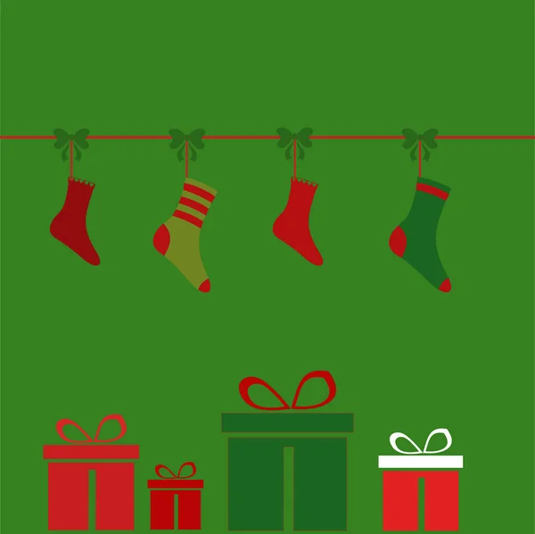 Regalos Navidad Calcetines Ilustración Vectorial — Archivo Imágenes Vectoriales