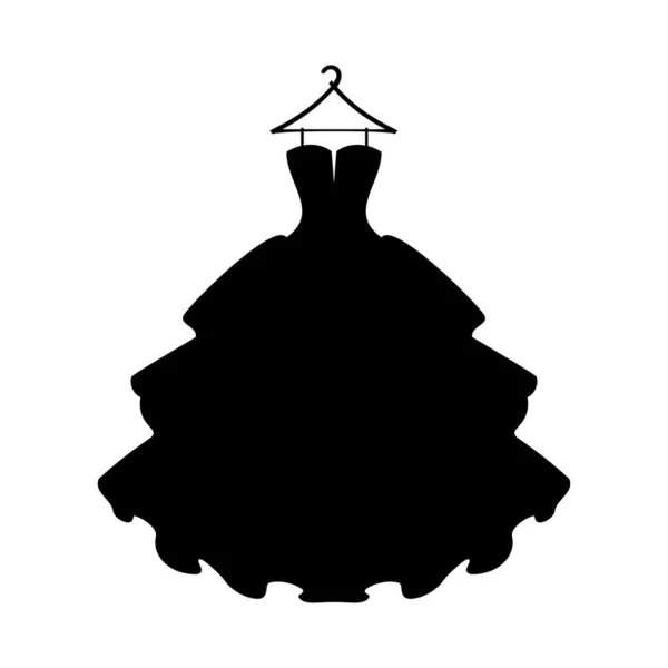 Vestidos Vestido Negro Silueta Vestido Sobre Fondo Blanco Ilustración Vectorial — Archivo Imágenes Vectoriales