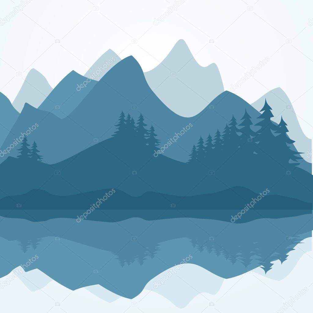 forest in the mountains,vector illustration