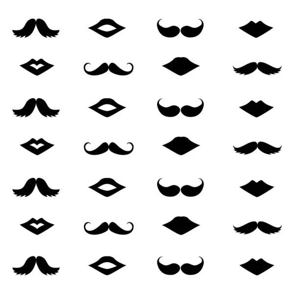 Bigode Lábios Sobre Fundo Branco Ilustração Vetorial —  Vetores de Stock