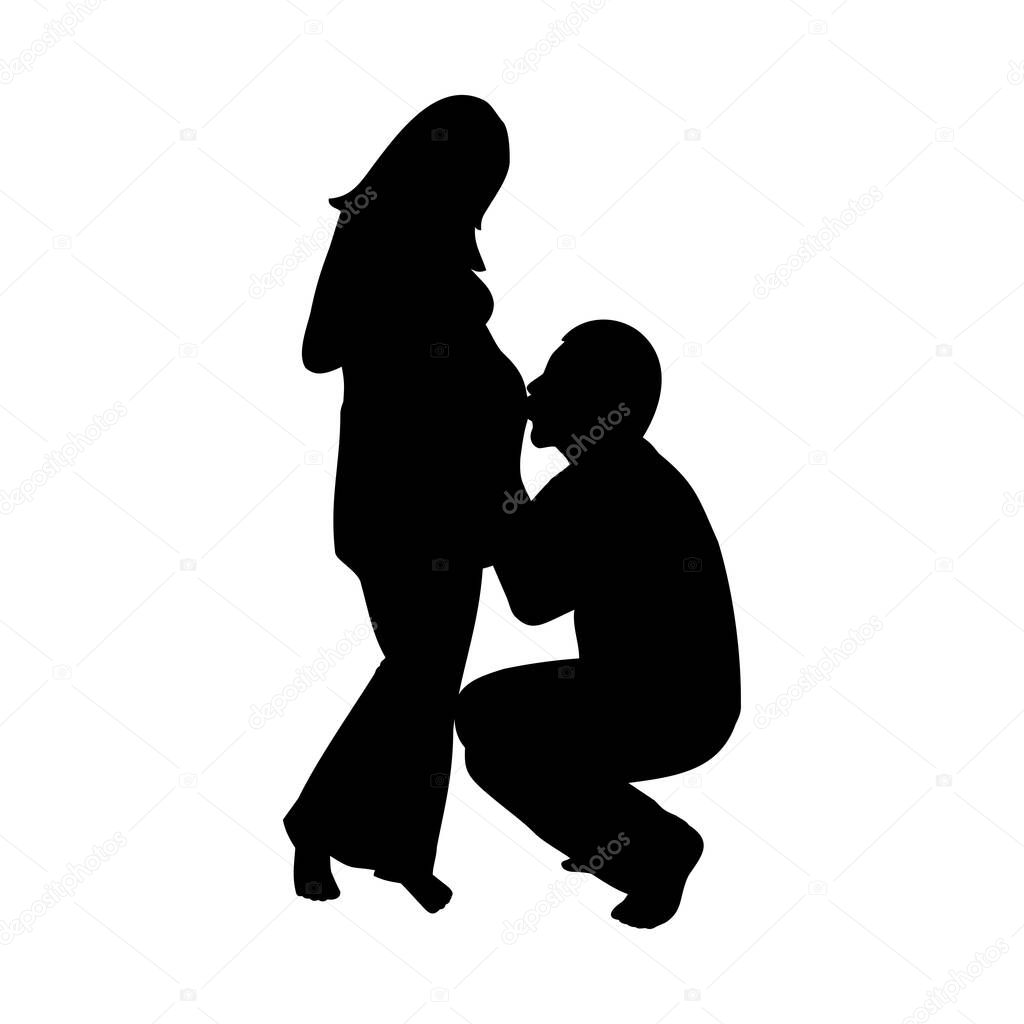 silhouette of a man and a pregnant woman,vector illustration