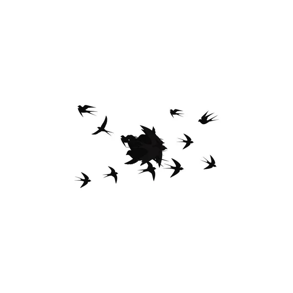 Birds Fly Single Point White Background Vector Illustration — Stock Vector