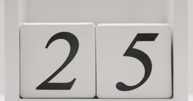 Close-up view of the number 25 in black text on a white background, perfect for calendar dates or countdown concepts. Close-Up of Number 25 on White Background for Calendar or Countdown Concept