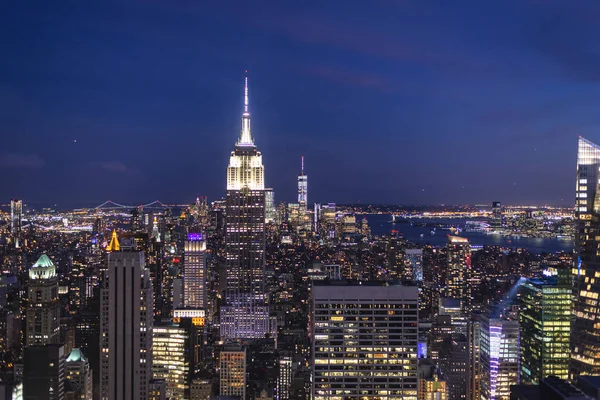 Edificio Empire State Skyline Nueva York Blue Hour Desde Parte — Foto de Stock