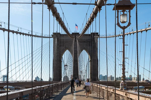 Nueva York Mayo 2018 Brooklyn Bridge Tower Por Mañana Nueva — Foto de Stock