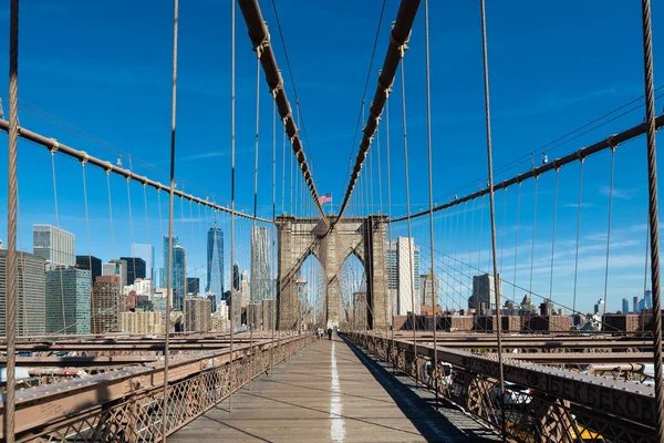 Brooklyn Bridge Downtown Manhattan Skyline Nueva York Estados Unidos — Foto de Stock