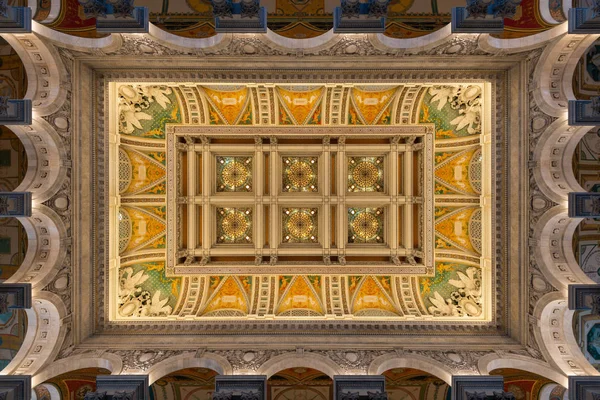 Ceiling Design of Library of Congress, Washington DC — Stock Photo, Image