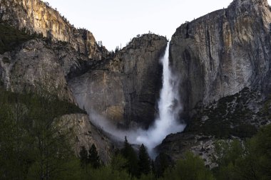 Yosemite Falls seen from Yosemite Valley in the morning, Califor clipart