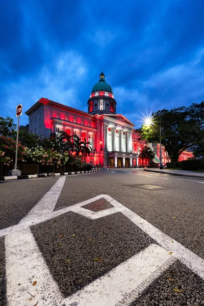 Projeto Luzes Vermelhas Brancas Galeria Nacional Singapura Comemoração Seu Aniversário — Fotografia de Stock