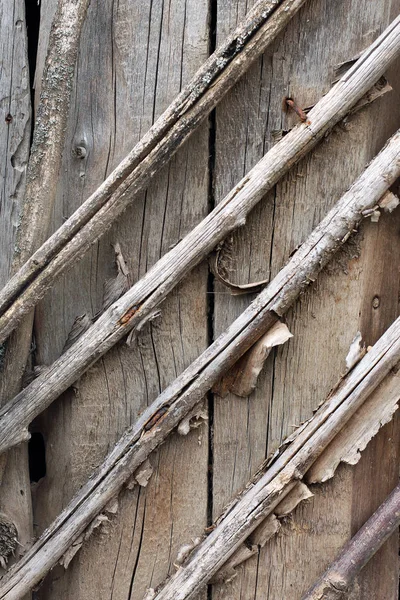 Régi Fából Készült Kerítés Botokat Szegezett — Stock Fotó