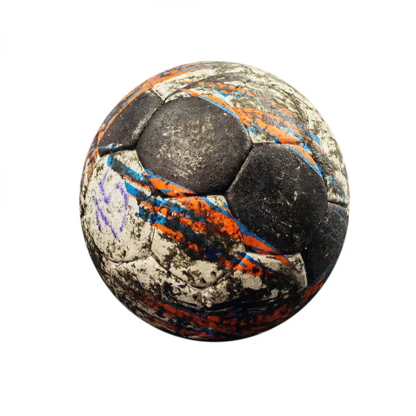 Kyiv Ukraine 2015 Old Shabby Handball Ball Isolated White Background — Stock Photo, Image