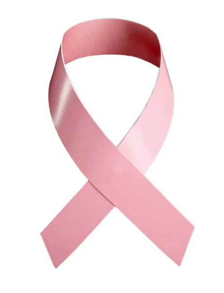 粉红丝带是乳癌的国际象征 在白色背景上被隔离 — 图库照片