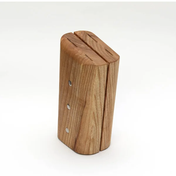 Drewniany Stojak Białym Tle Nóż — Zdjęcie stockowe