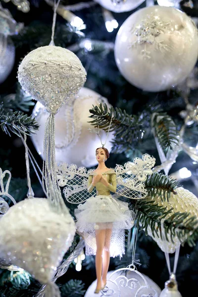 New Year Toy Image Thumbelina Christmas Tree — Stock Photo, Image