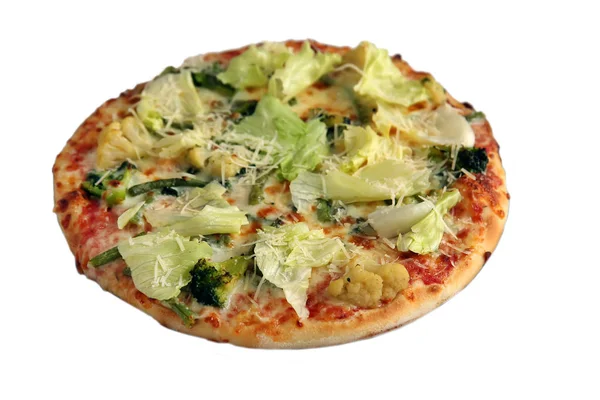 Deliciosa Pizza Con Coliflor Coles Bruselas Col Aislada Blanco —  Fotos de Stock