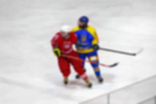 Abstract Blur Ice Hockey Players Tournament Play Bokeh Background — Stock Photo, Image