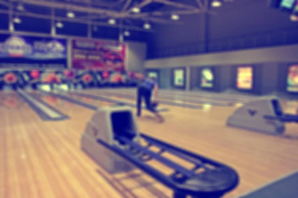 Suddig Bild Färgglada Bowling Arena Med Cirkel Ljus Eller Bokeh — Stockfoto