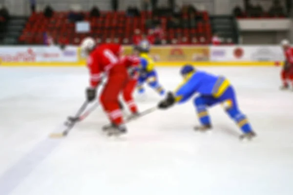 Abstracte Vervaging Van Ijshockeyspelers Bij Toernooien Bokeh Achtergrond — Stockfoto
