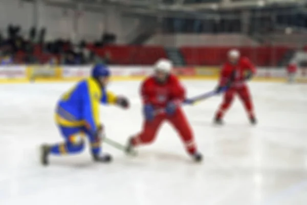 Abstrakt Oskärpa Ishockeyspelare Vid Turneringsspel Bokeh Bakgrund — Stockfoto