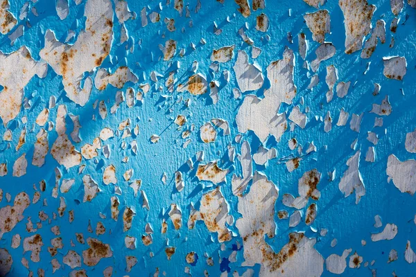 Pintura Azul Sobre Metal Textura Fondo Agrietado Claroscuro — Foto de Stock