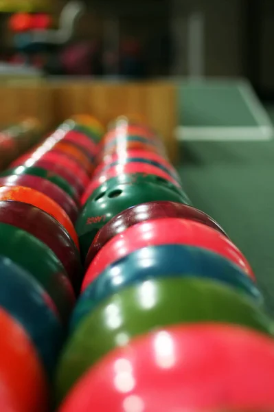Boules Bowling Multicolores Poids Différent Prêtes Pour Jeu — Photo