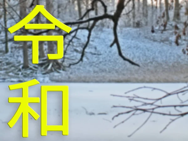 Okres Reiwa Reiwa Jidai Kolejna Era Japonii Tle Zimowego Krajobrazu — Zdjęcie stockowe