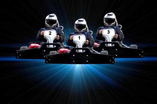Kart Indoor Cart Racing Fast Car Gokarting Speed Racing Racers — Stock Photo, Image