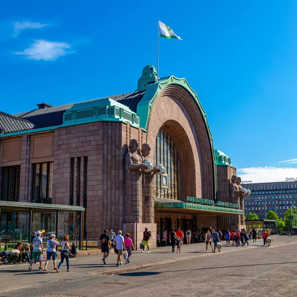 Центральный Вокзал Хельсинки Главный Вокзал Пригородных Междугородних Поездов Отправляющихся Хельсинки — стоковое фото