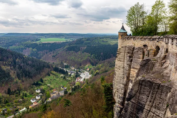 Pevnostní Zeď Pevnost Koenigstein Saském Švýcarsku Německo Neproniknutelná Zeď Pevnosti — Stock fotografie