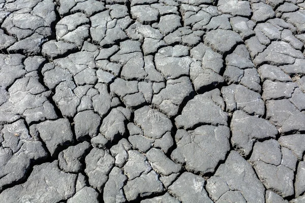 Trockenheit Getrocknete Rissige Erde Risse Ton Wasserknappheit Die Hitze Der — Stockfoto