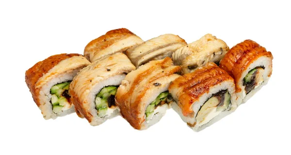 Unagi Sushi Philadelphia Rolls Japanese Food Style Sushi Set Isolated — Stock Photo, Image