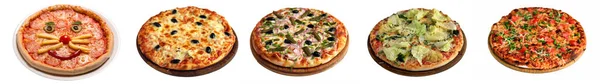 Set Von Pizza Isoliert Auf Weißem Hintergrund Image Von Fast — Stockfoto