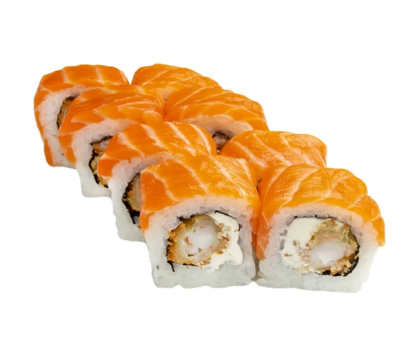 Sushi Philadelphia Tempura Shrimp Isolated White Background — Stock Photo, Image
