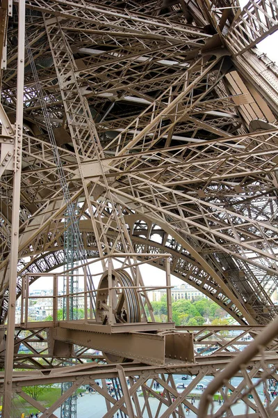 Conception Construction Tour Eiffel Intérieur Fer Poutres Ajourées Rails Pour — Photo