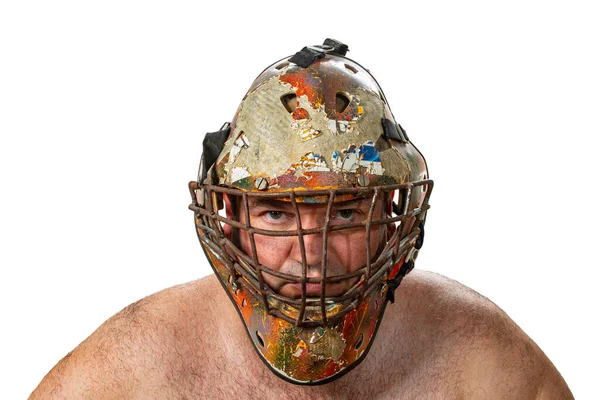 Verdediger Portret Van Een Brutale Man Met Een Beschermend Masker — Stockfoto