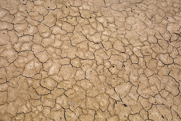 Drought, dried cracked earth. Cracks in the clay. Water shortage problem. The heat of distress is hunger. Background texture corrosion of the earth Yellow color