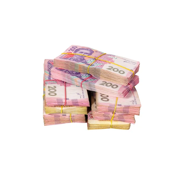 Pacotes Dinheiro Amarrados Com Uma Faixa Elástica Hryvnia Moeda Ucraniana Fotografias De Stock Royalty-Free